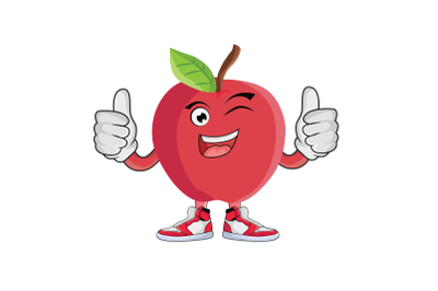 Apple Thumbs Up Fruit Cartoon Character