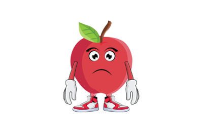 Apple Sad Frowning Fruit Cartoon Character