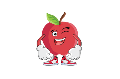 Apple Winking Fruit Cartoon Character