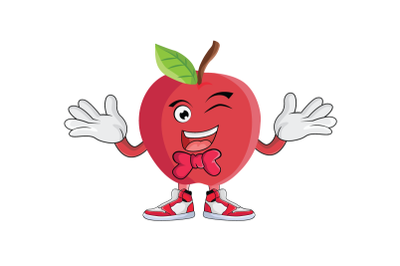 Apple Shrugging With Bowtie Fruit Cartoon Character