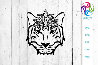 Floral Tiger Head SVG Cut File