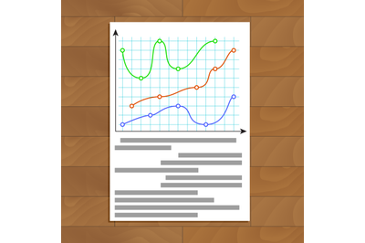 Document with color curve line graphic