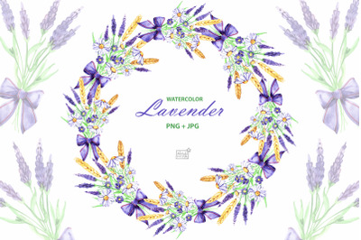 Watercolor lavender clipart