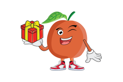 Apricot Wtih Gift Fruit Cartoon Character