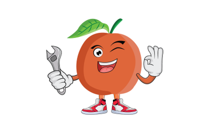 Apricot Mechanic Fruit Cartoon Character