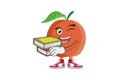 Apricot With Books Fruit Cartoon Character