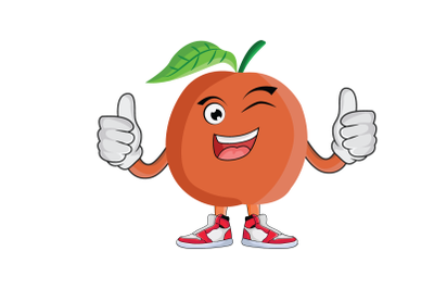 Apricot With Double Thumbs Up And Wink Fruit Cartoon Character