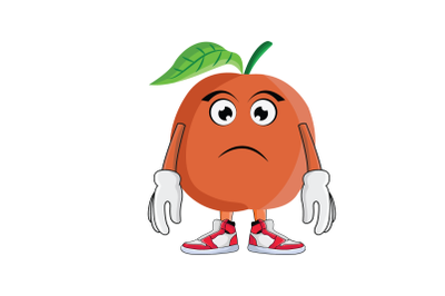 Apricot Frowning Sad Fruit Cartoon Character