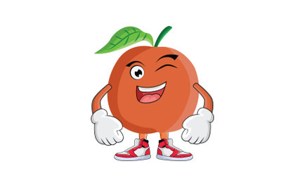 Apricot Winking Smilling Fruit Cartoon Character