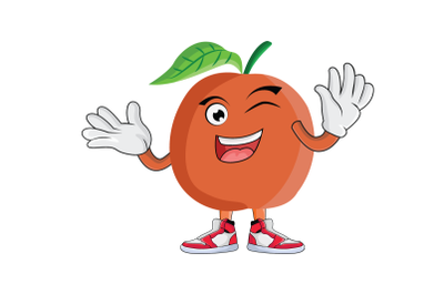 Apricot Waving Greeting Fruit Cartoon Character