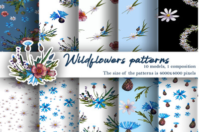 Patterns watercolor wildflowers