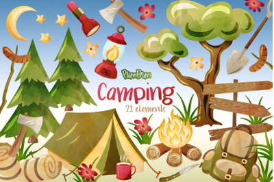 Camping Watercolor Cliparts