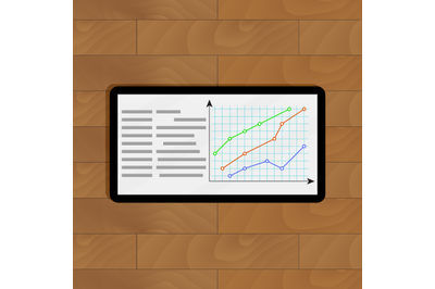 Tablet with curve graphic