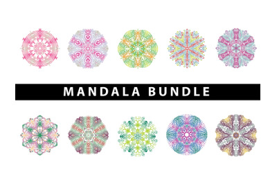 Mandala Bundle Rainbow Color Vector