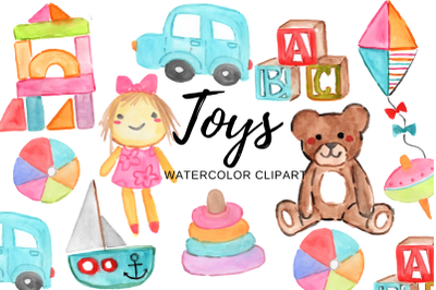 Watercolor toys clipart