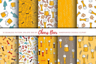 Beer Digital Paper pack. Oktoberfest seamless pattern