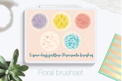 5 Seamless Floral Pattern Procreate Brushes