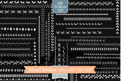 White Seamless Borders Hand Drawn Text Divider | Illustrator Brushes