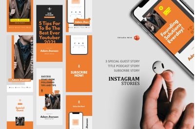 Podcast Instagram Stories and Post Template - motivationer podcaster