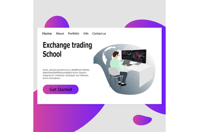 Exchange trading school landing template page