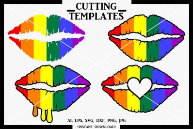 LGBT Lip, LGBT, Lip SVG, Silhouette, Cricut, Cameo,SVG, DXF
