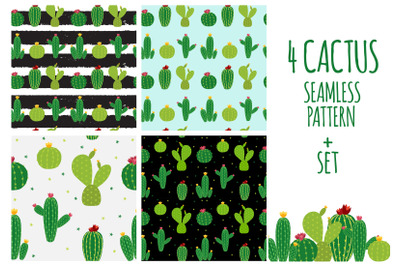 Collection of&nbsp;5 Abstract Seamless Pattern Background with Cactus.