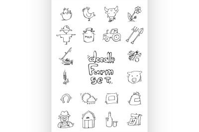 Hand drawn Farm icon set