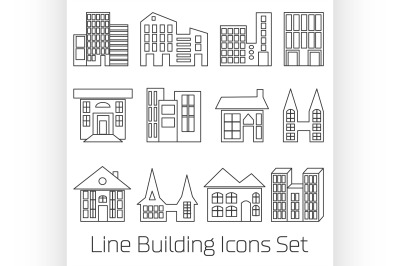 line Building Icons Set