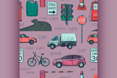 Seamless pattern of Traffic Laws icons