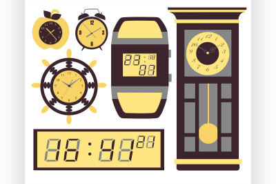 Vector clock icons set