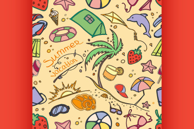 Doodle pattern summer vacation