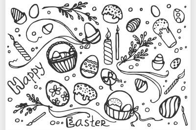 Doodle vector set of easter