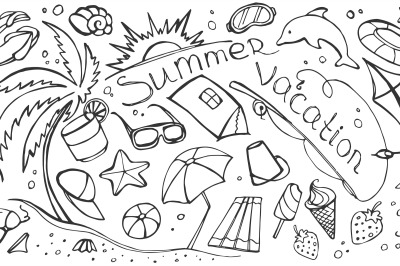 Doodle vector set of summer vacation