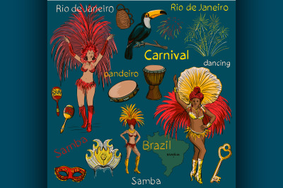 Hand drawn Brazilian Carnival collection