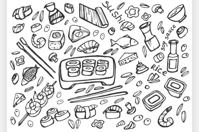 Japanese food - sushi doodle set