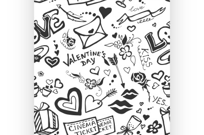 Valentines day doodle pattern