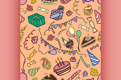 Doodle pattern happy birthday