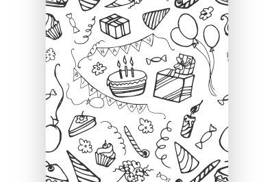 Doodle pattern happy birthday