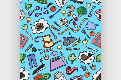 Doodle pattern of diet