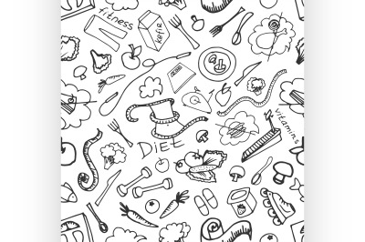 Doodle pattern of diet