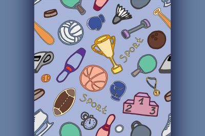 Doodle pattern of sport