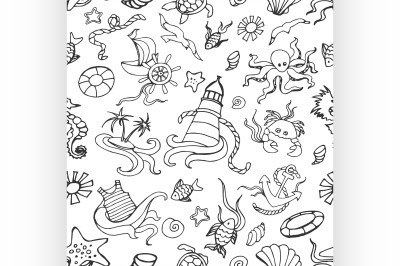 Doodle pattern sea