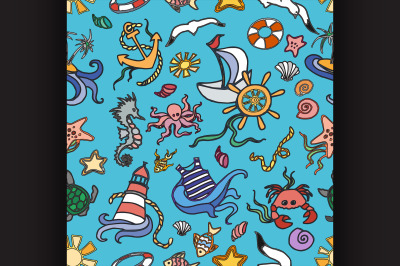 Doodle pattern sea