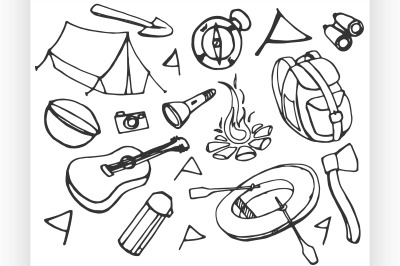 Doodle vector set of adventure