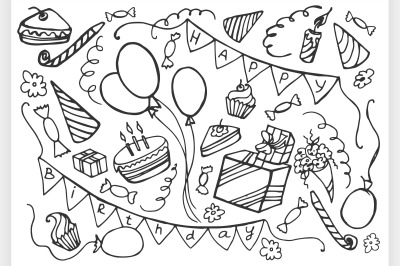 Doodle vector set of happy birthday