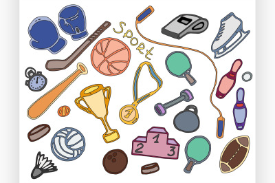 Doodle pattern of sport