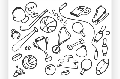 Doodle vector set of sport