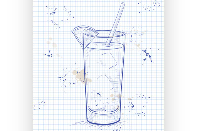 Screwdriver scetch cocktail on a notebook page