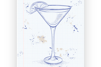 Sidecar cocktail on a notebook page