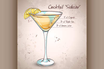 Sidecar cocktail in martini glass